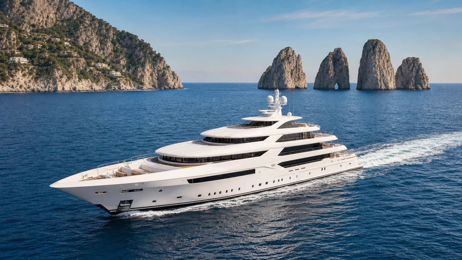 Luxury yacht cruising near Capri island